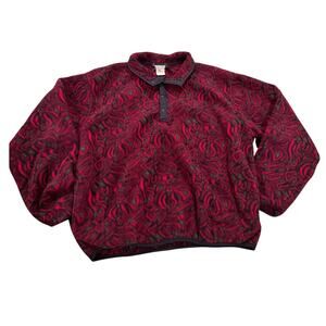Vintage L.L. Bean Fleece Pullover Mens L USA Chili Peppers Pattern 90s